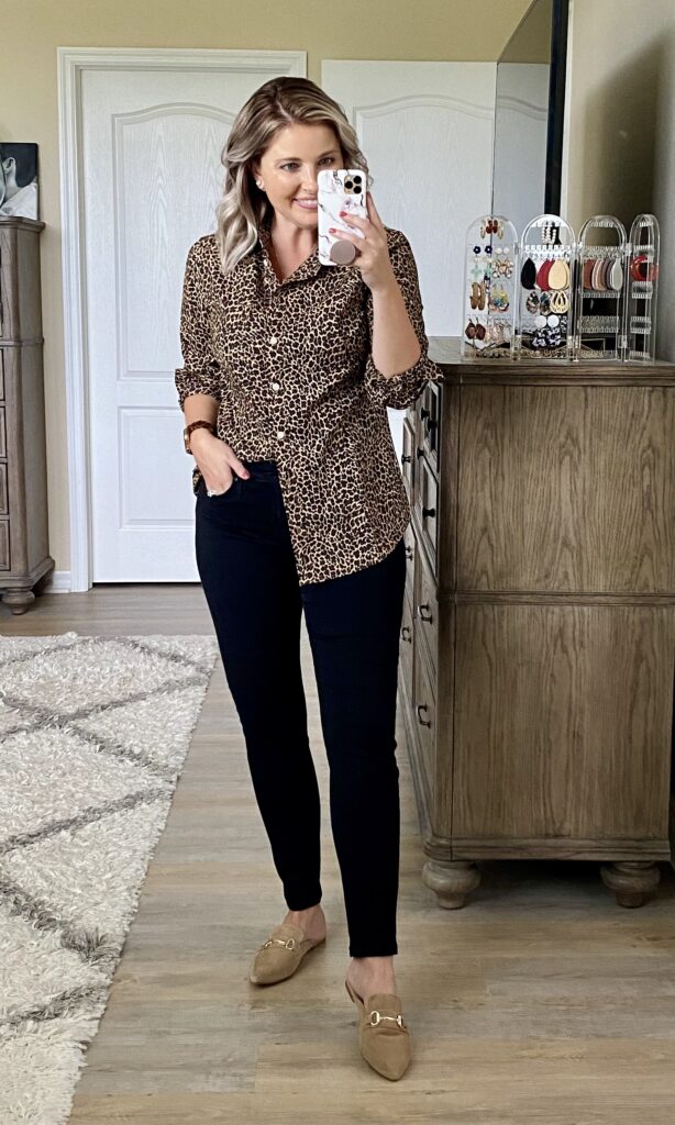 J.Crew Factory leopard print button down shirt