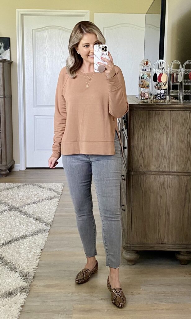 Express slit hem sweatshirt, Express gray denim