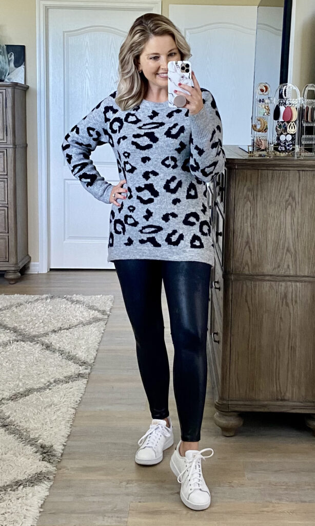 Casual Style: Leopard Zip Sweater + Spanx Leggings – Pearls & Ponies