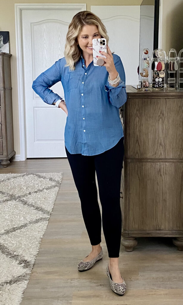 LOFT chambray tunic top