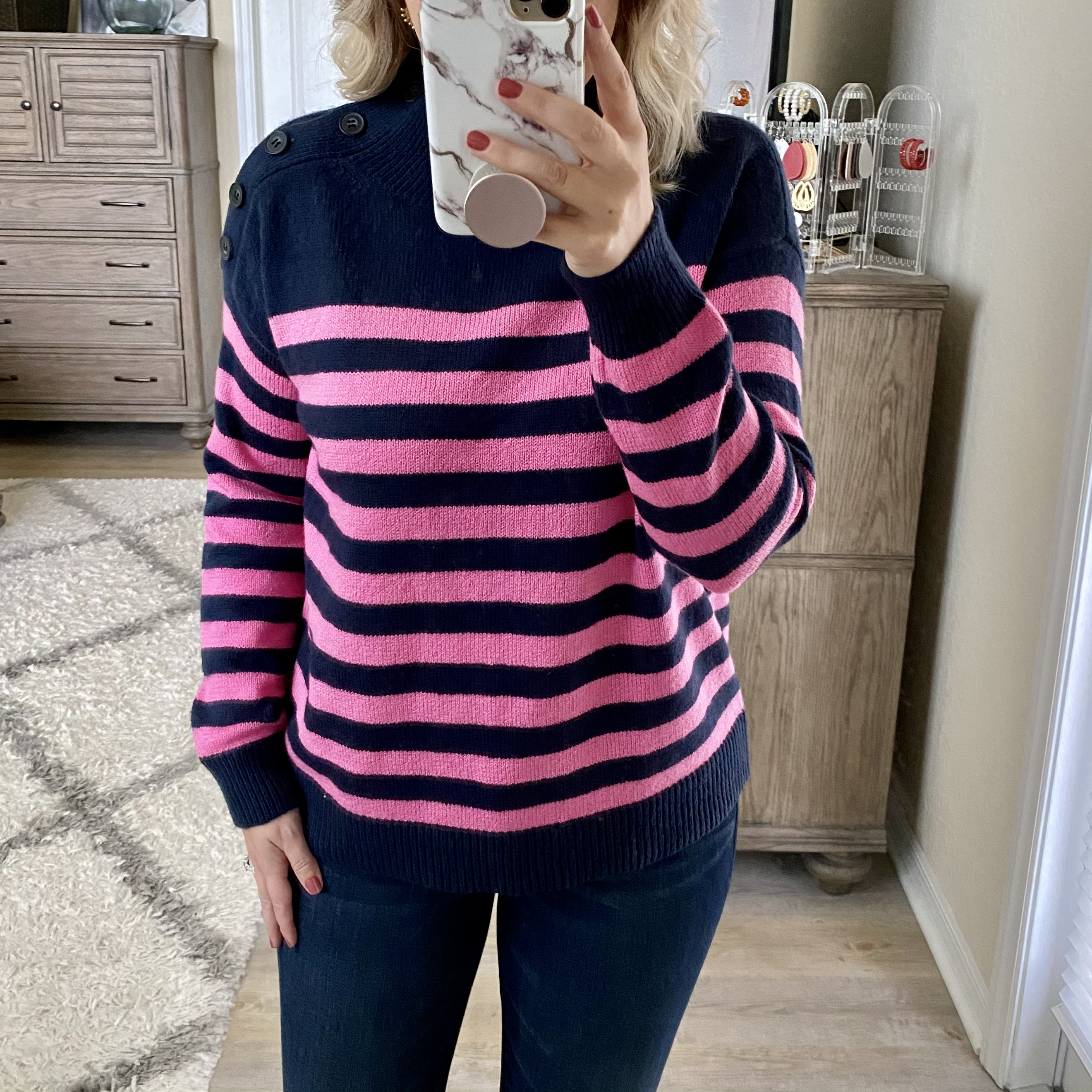 LOFT striped mock neck sweater