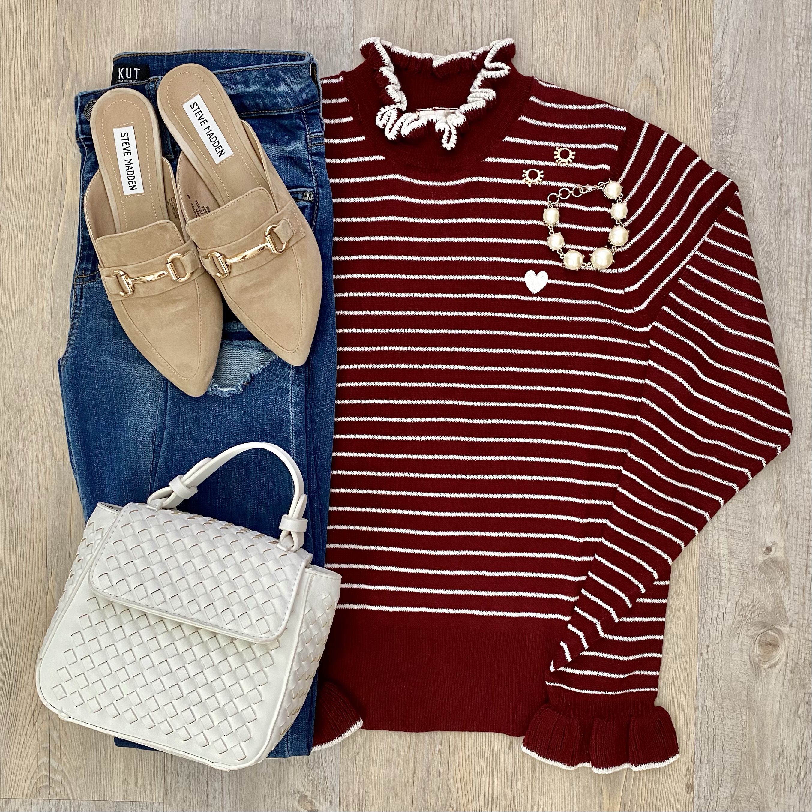 H&M sweater, Steve Madden mules