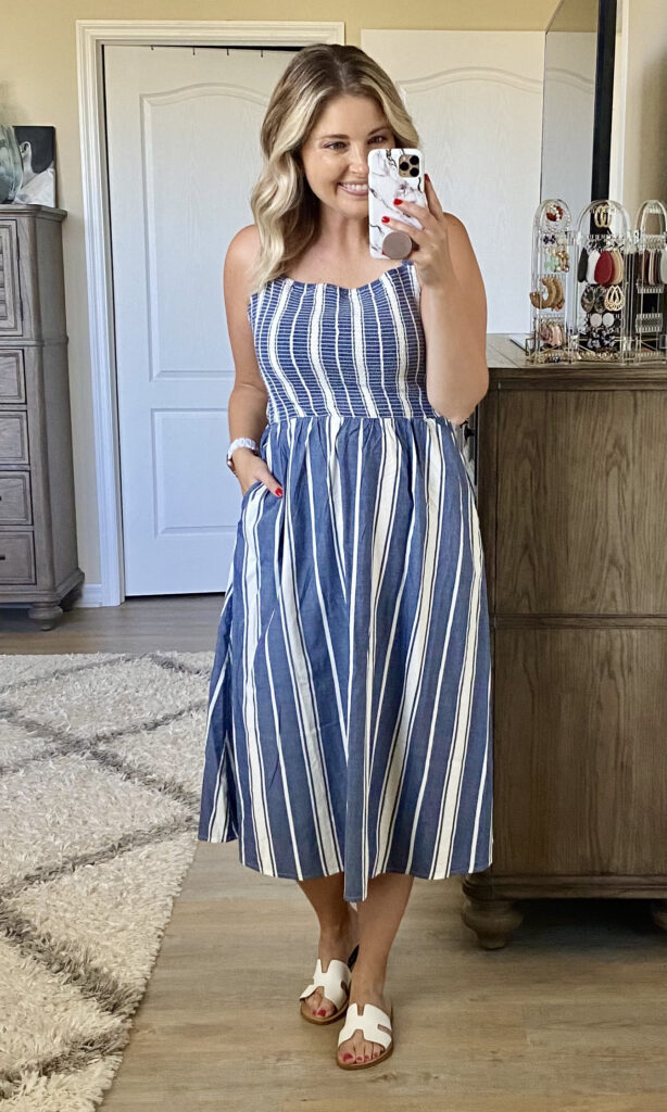 Old Navy midi smocked linen dress