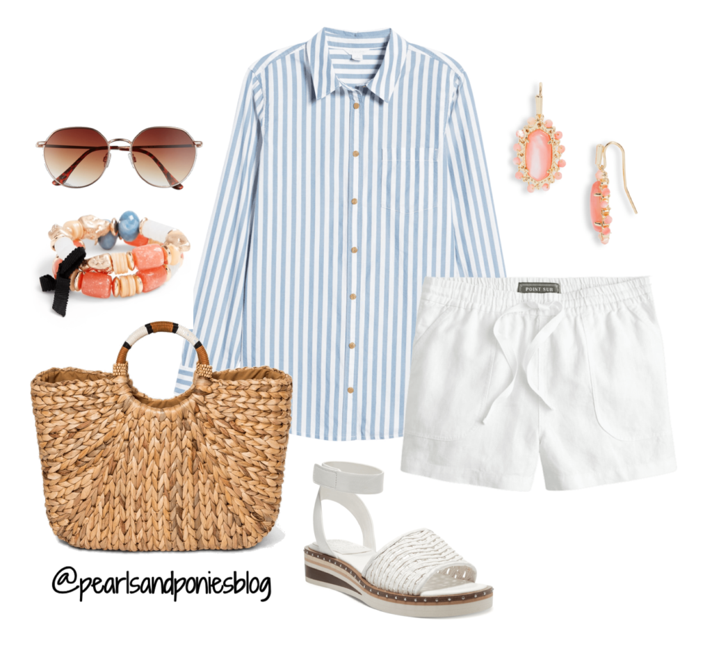 Caslon striped top, J.Crew linen shorts