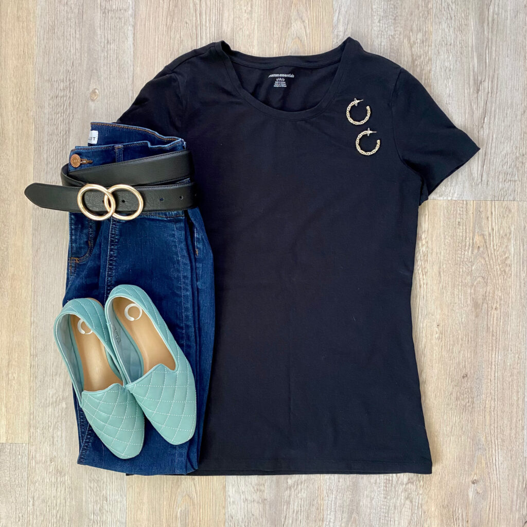 Amazon tee, DSW quilted loafers