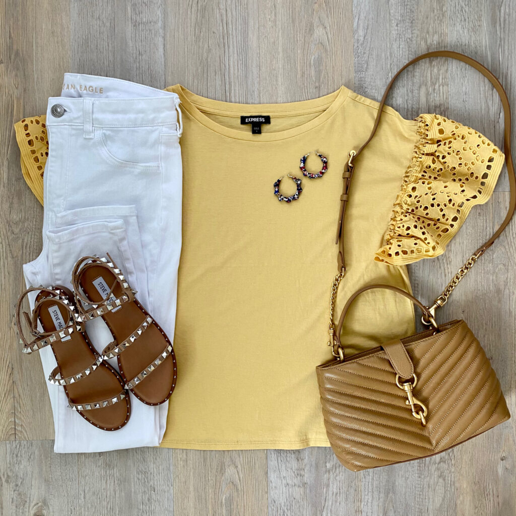 Express eyelet top, Steve Madden travel sandals