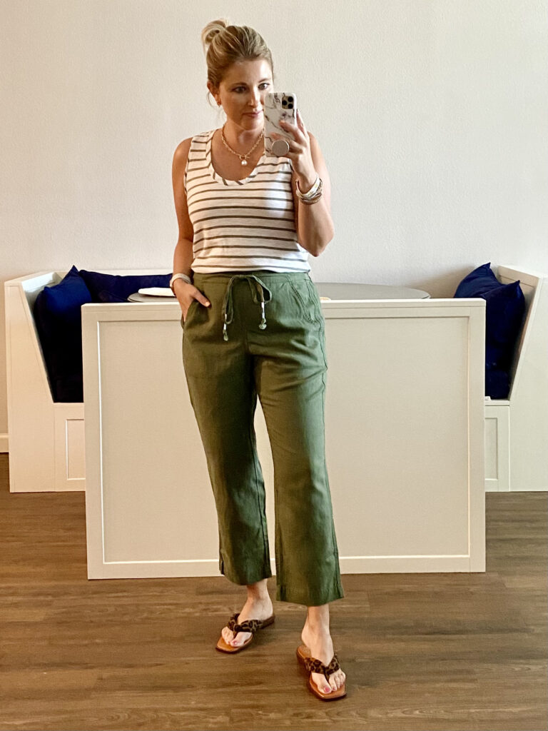 J.Crew linen seaside pants, Caslon striped tank top