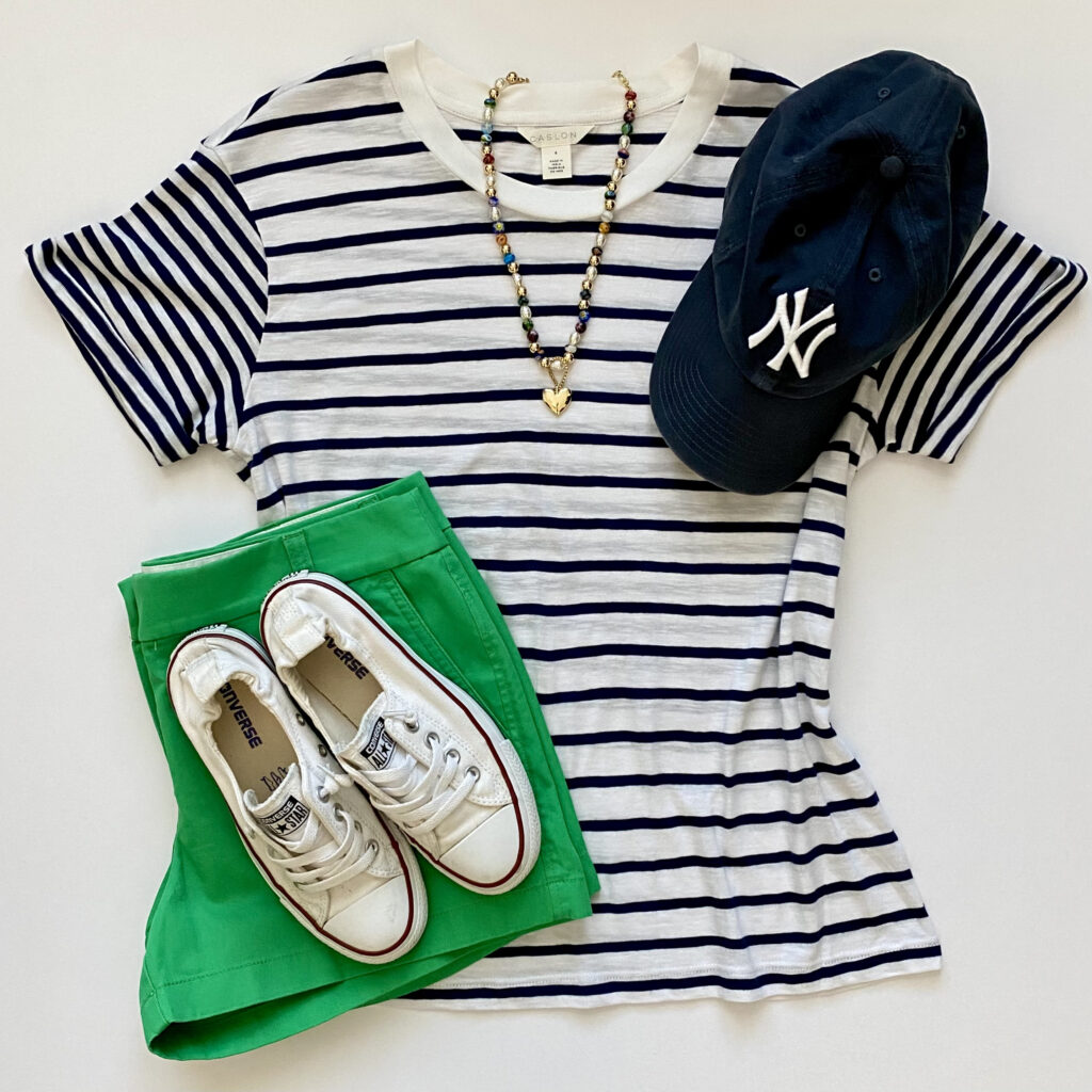 Caslon striped tee, J.Crew Factory chino shorts