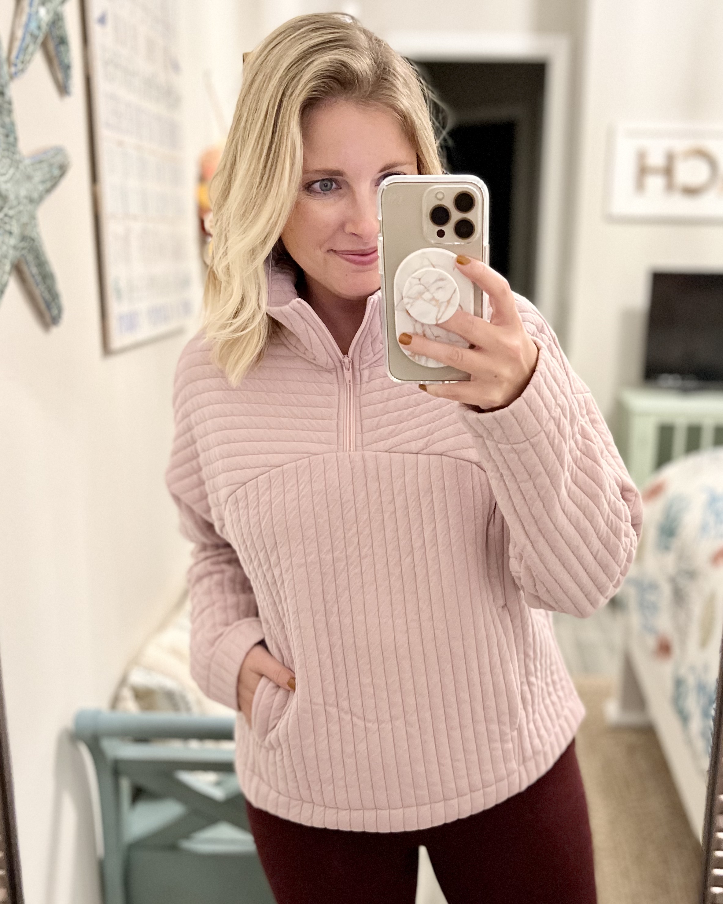 a new day quilted half zip pullover