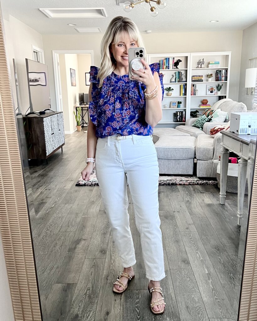 LOFT ruffle floral print top