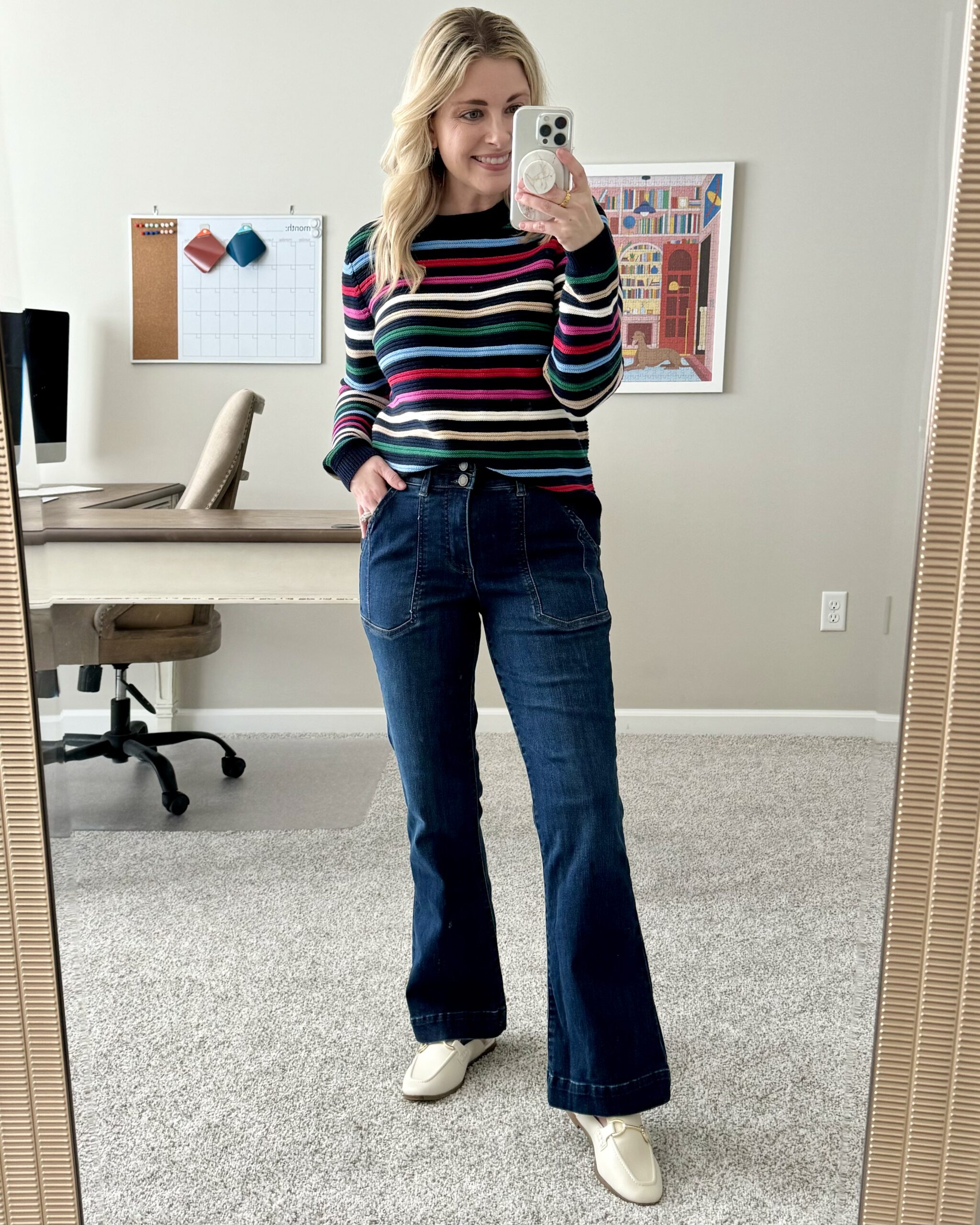 LOFT striped sweater, Wit & Wisdom jeans