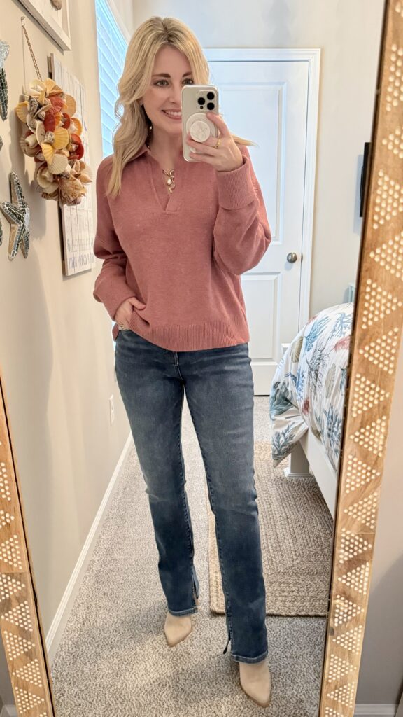 Target sweater, Express jeans